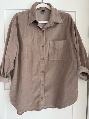 Wild Fable Corduroy Button-Up Shirt in Taupe